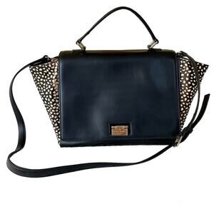Kate Spade Magnolia Park Laurel Spotted Haircalf and Black Leather Satchel Purse